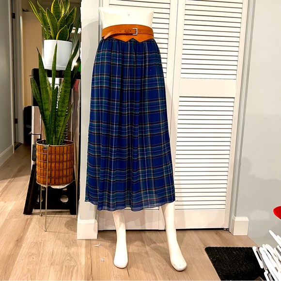 Plaid Chiffon Maxi Skirt - Picture 3 of 14
